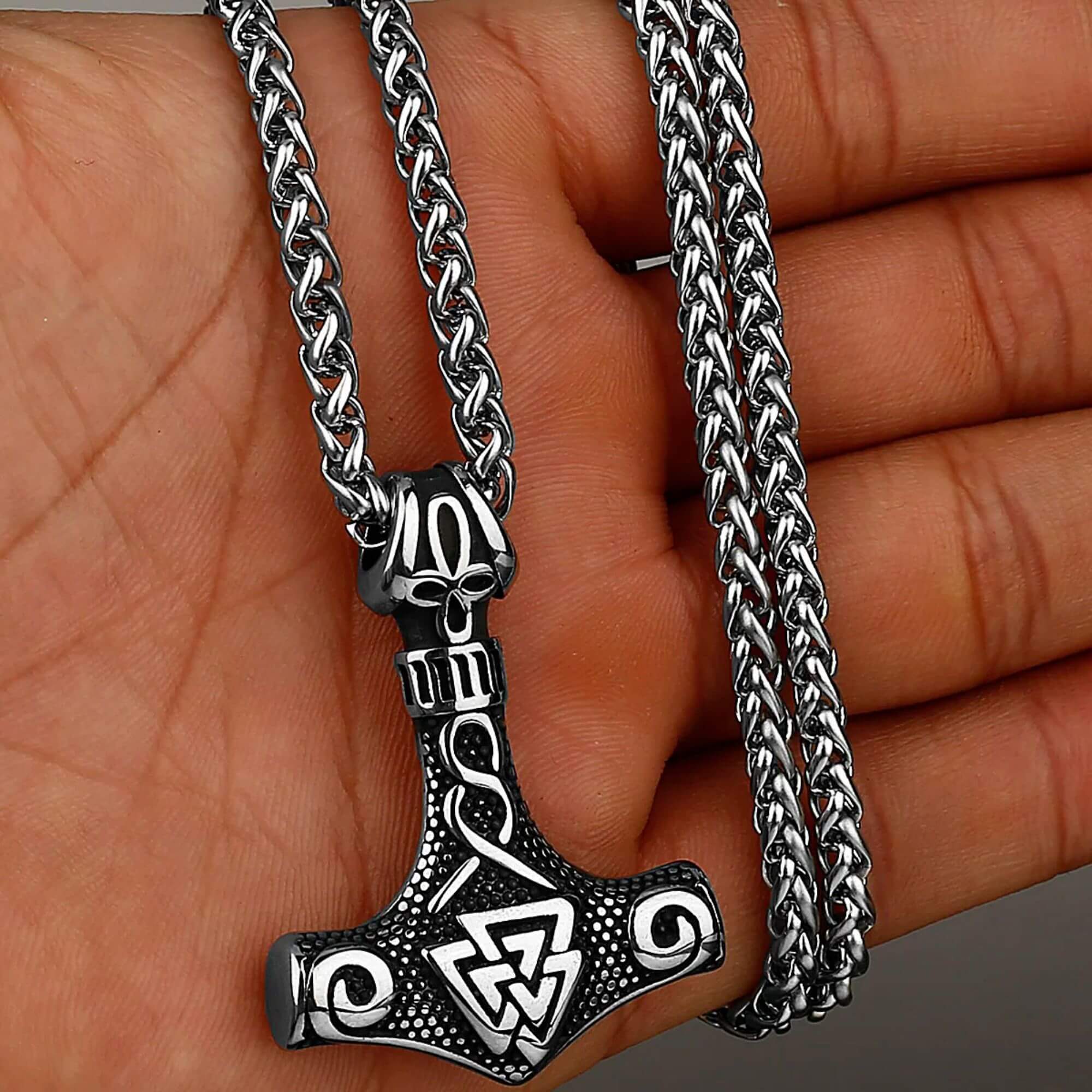 Thor's Mjolnir and Valknut Necklace