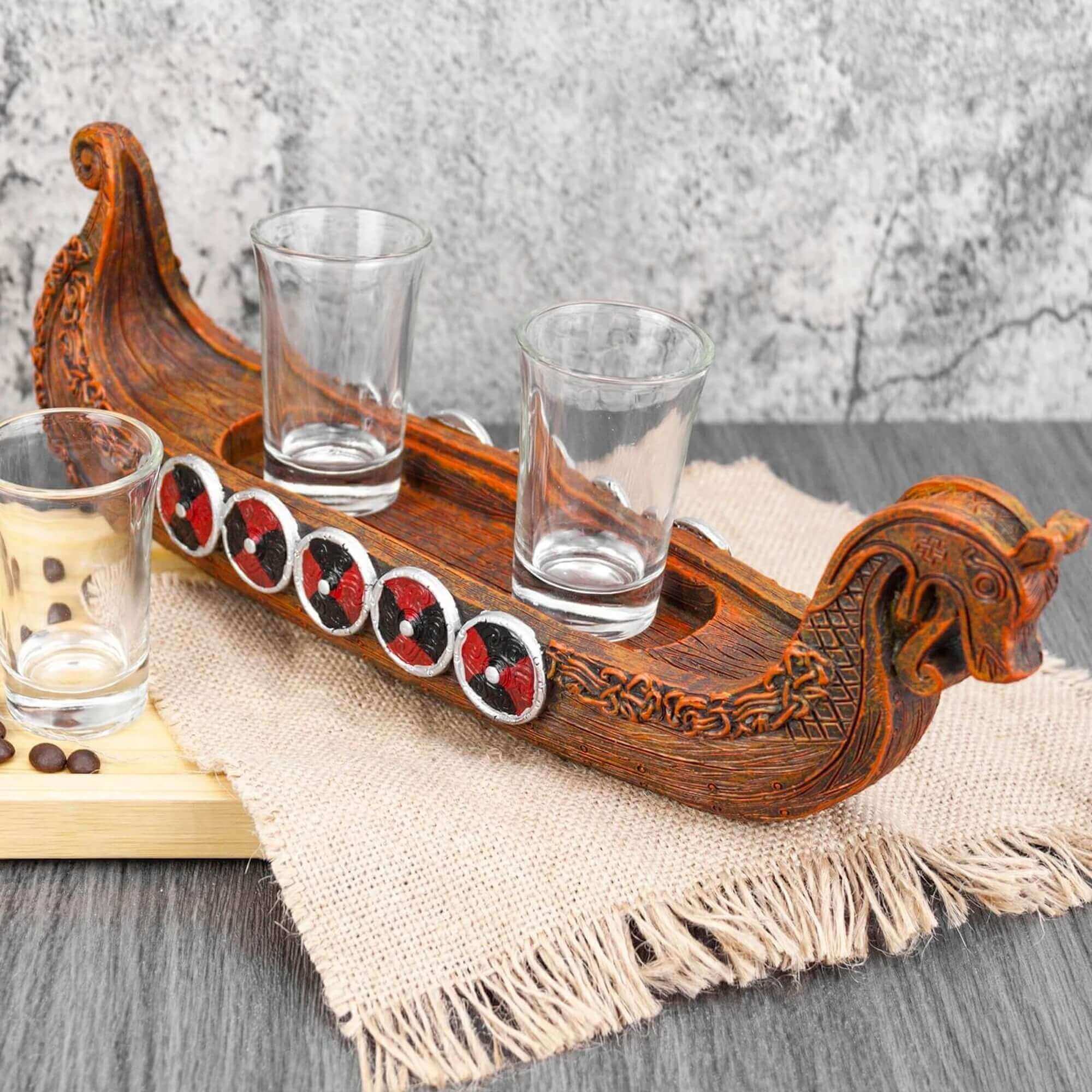 Viking Ship Shot Glasses Holder