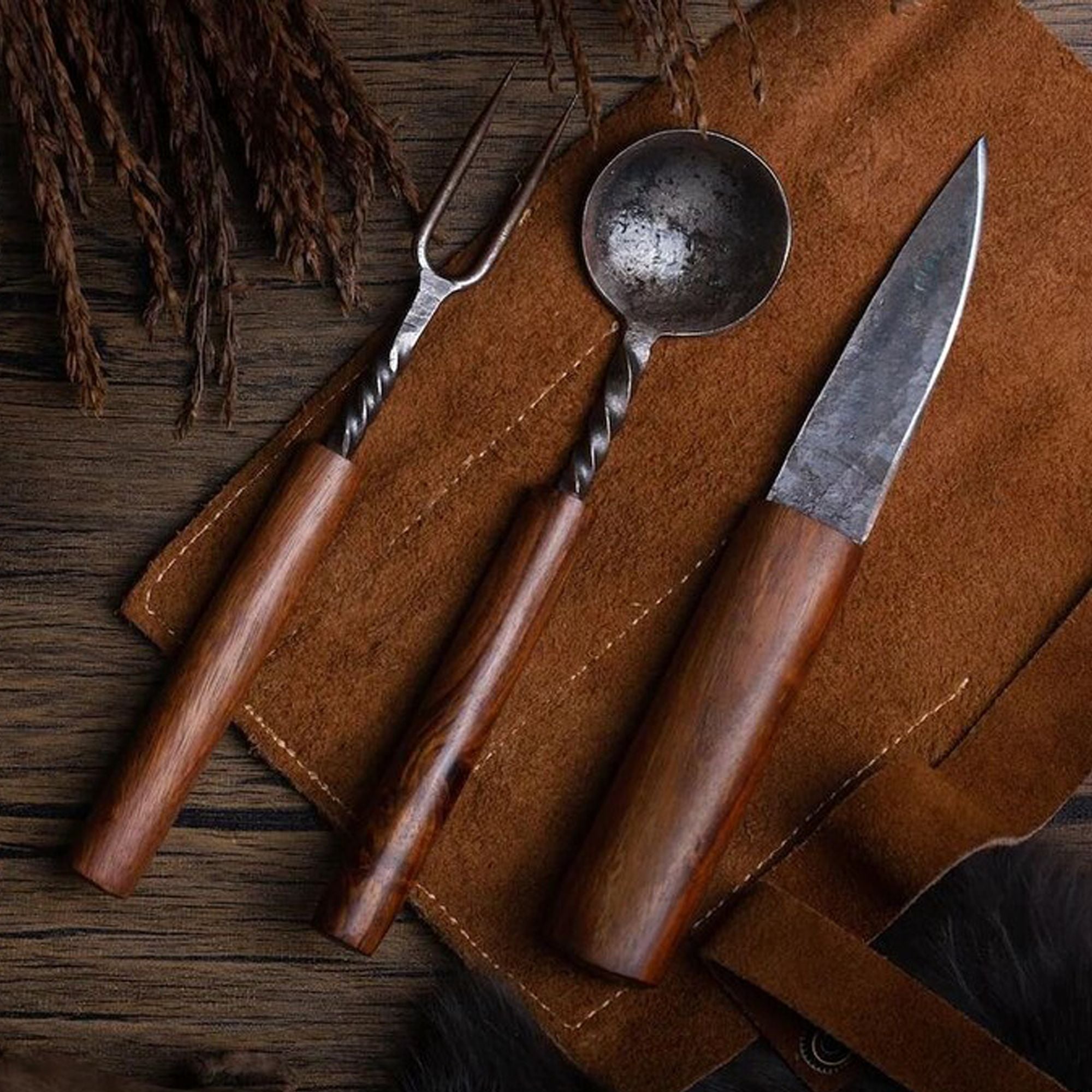 Handmade Wood and Steel Cutlery Set