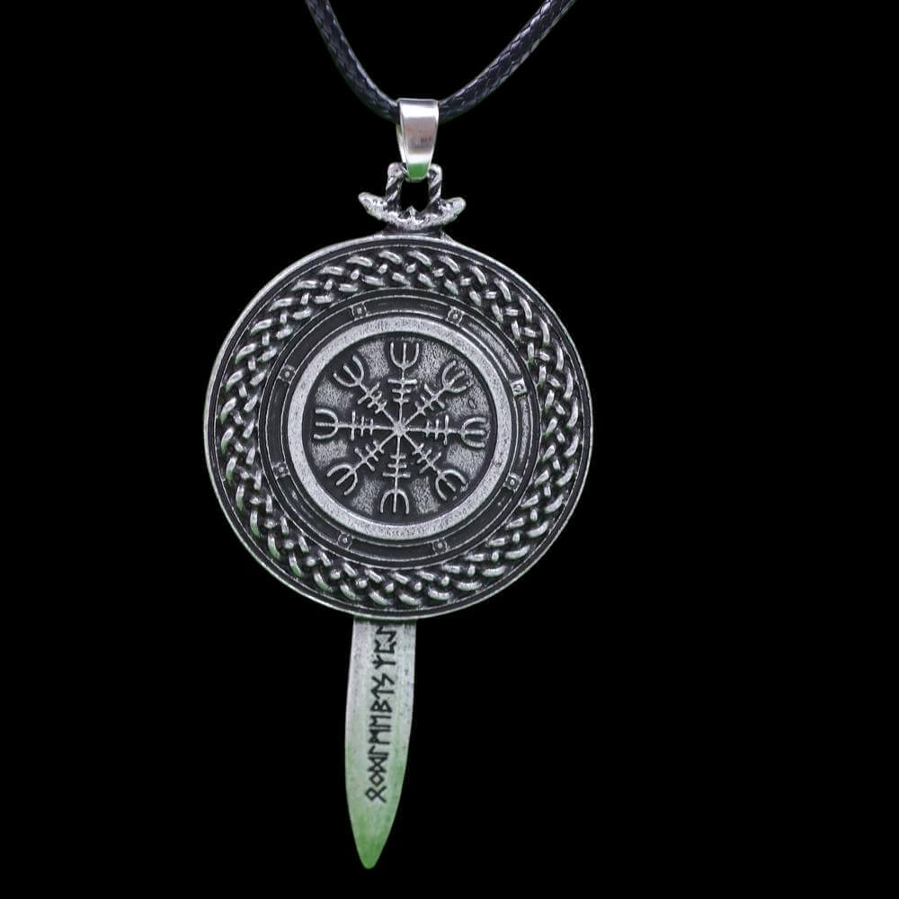 Kings Sword and Shield with Runes Necklace