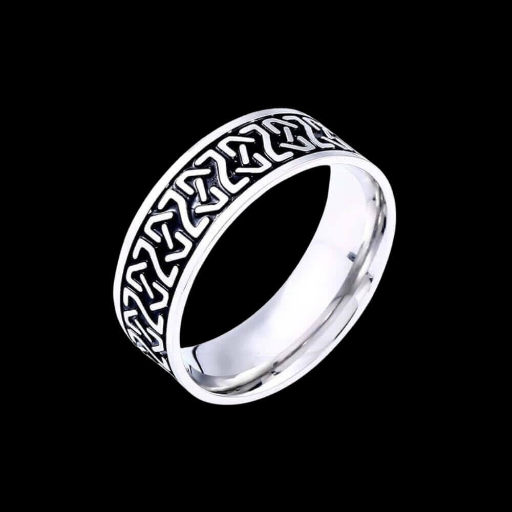 Knotwork and Runes Viking Ring