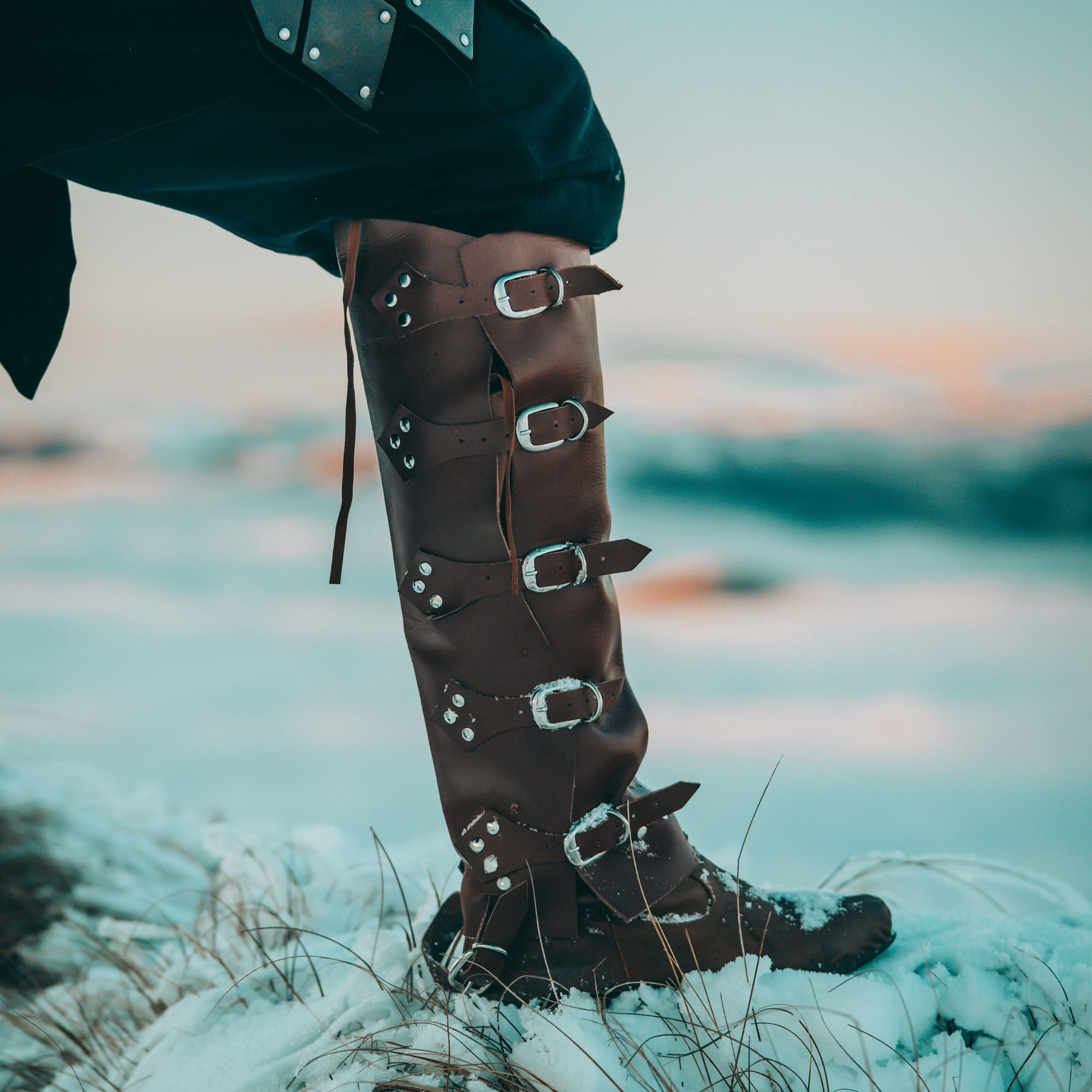 Handmade Viking Buckled Leather Boot Covers