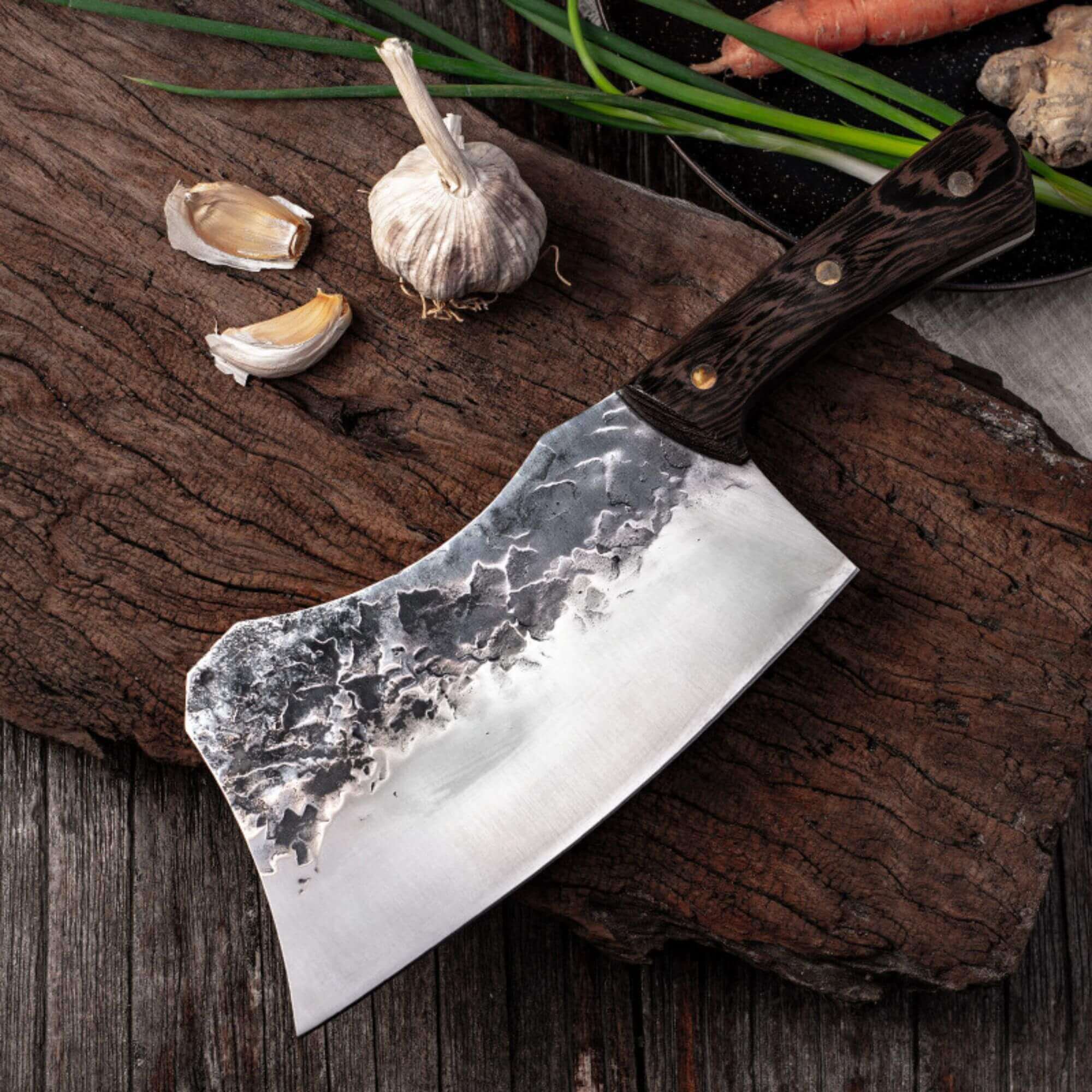 Chef Cleaver Knife Forged Steel Wood Handle Butcher Axe Slicing Bone  Chopper Cut