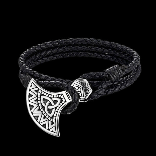 Thor's Hammer Leather Bracelet - Norse Viking Bracelet