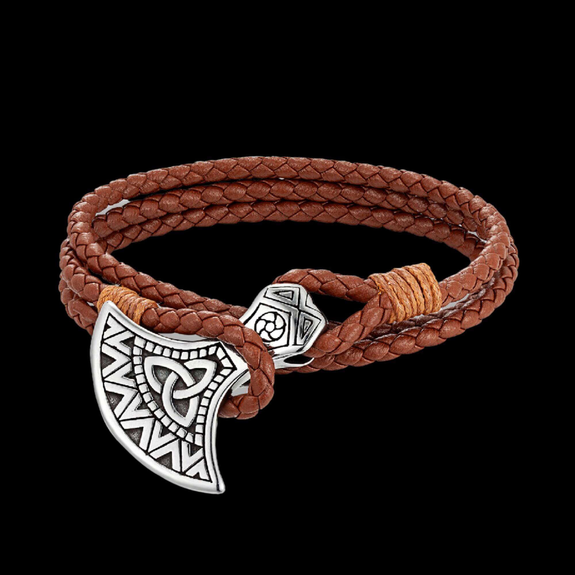 Norse Axe Leather Bracelet