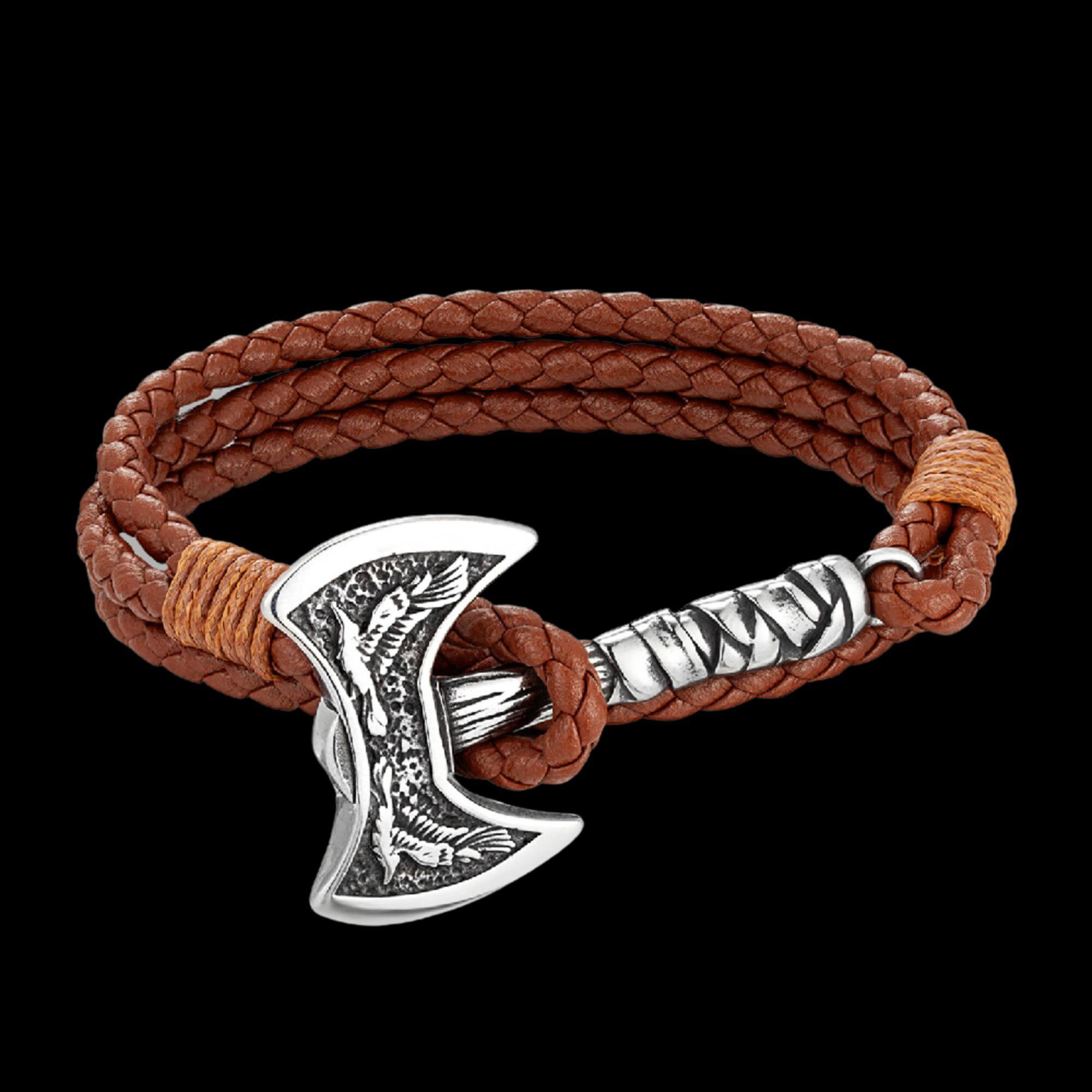 Norse Axe Leather Bracelet