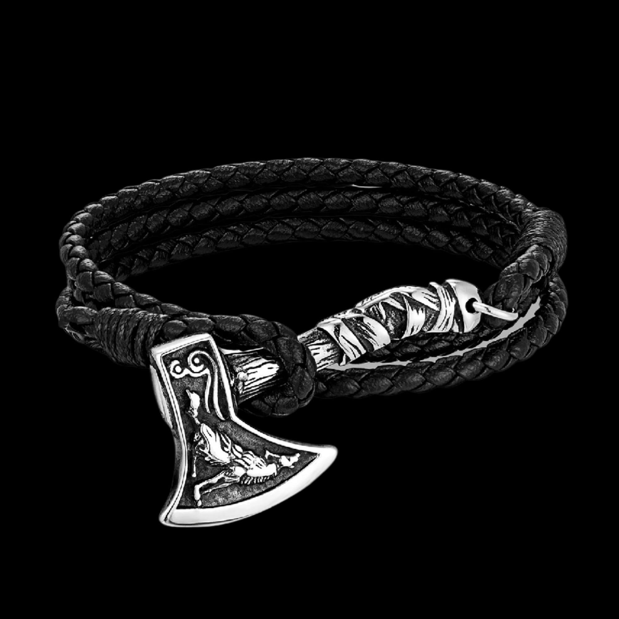 Norse Axe Leather Bracelet