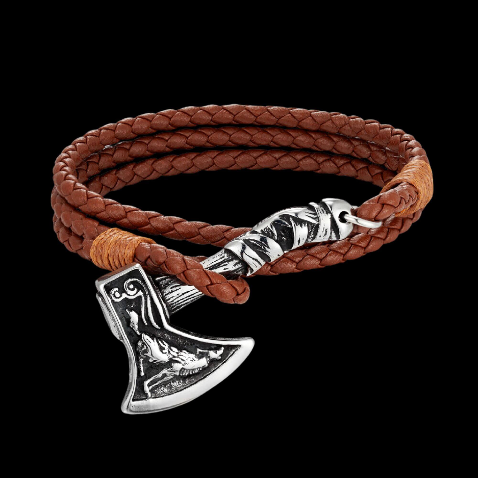 Norse Axe Leather Bracelet