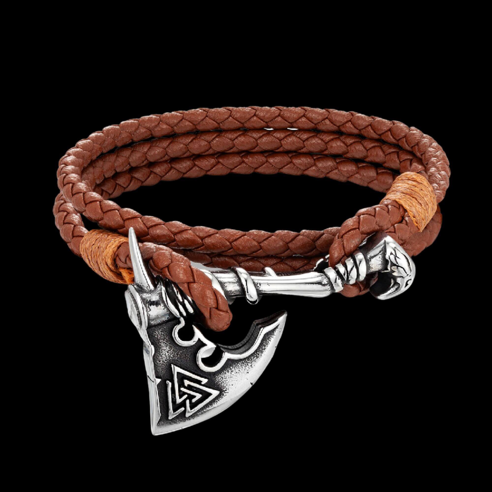 Norse Axe Leather Bracelet