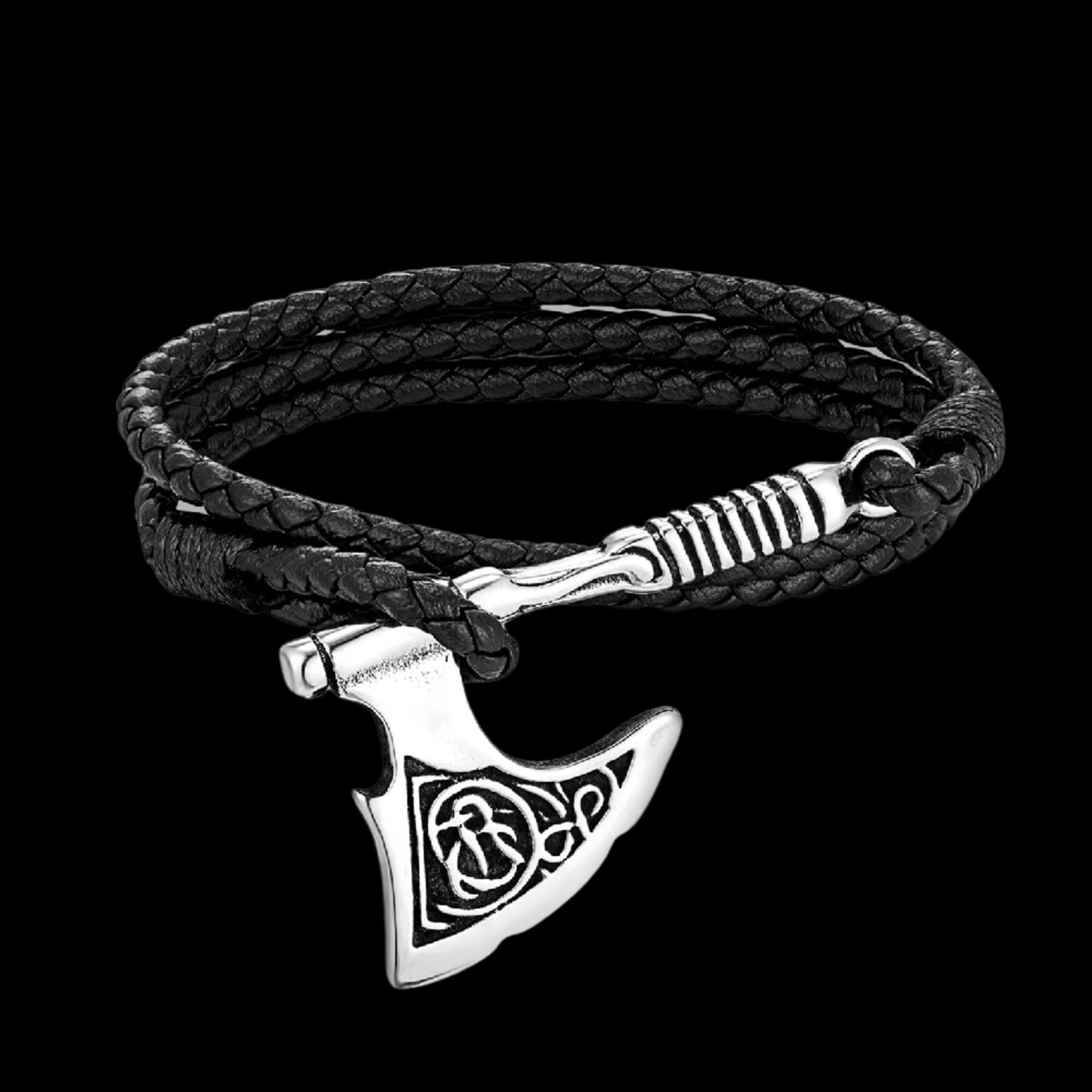 Norse Axe Leather Bracelet