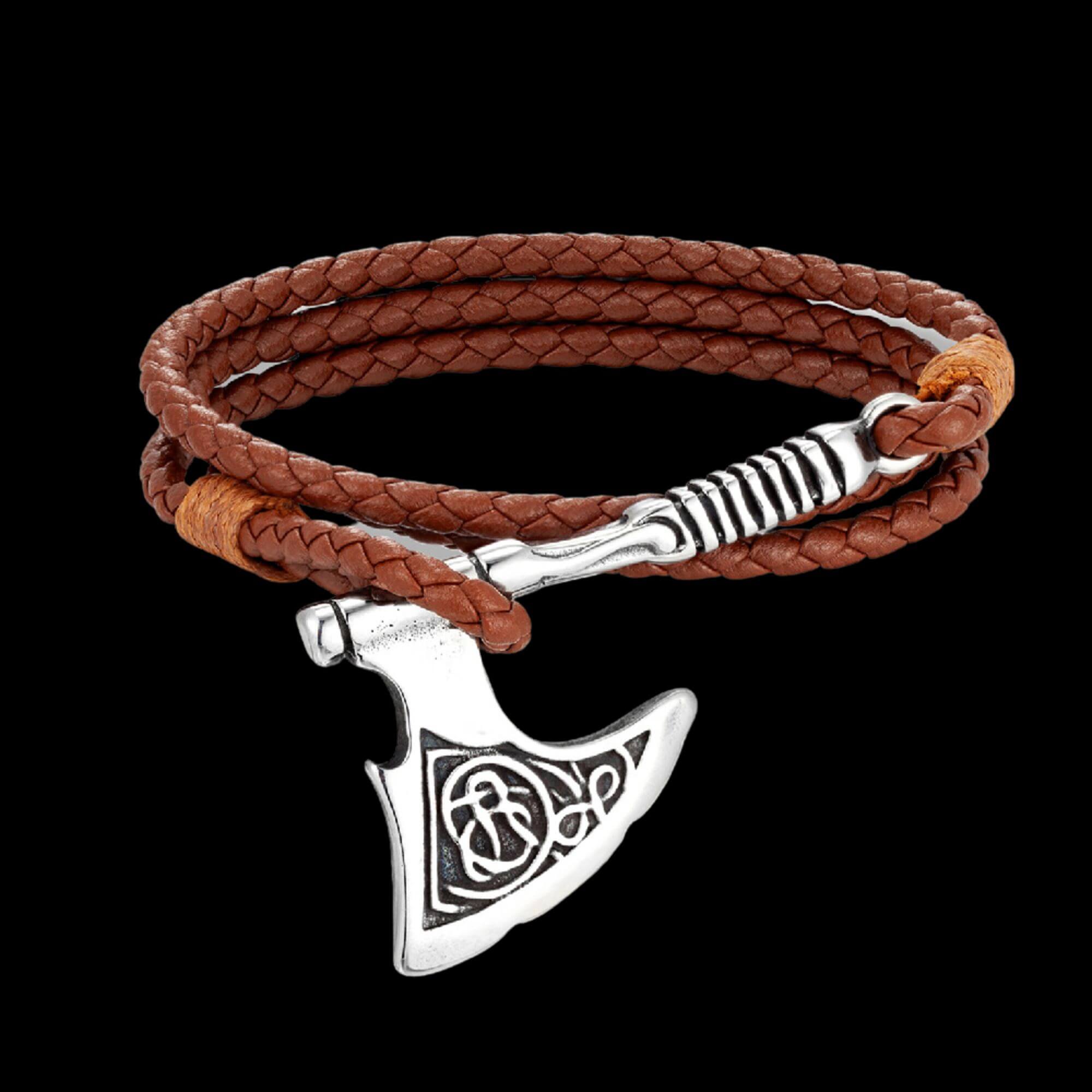 Norse Axe Leather Bracelet