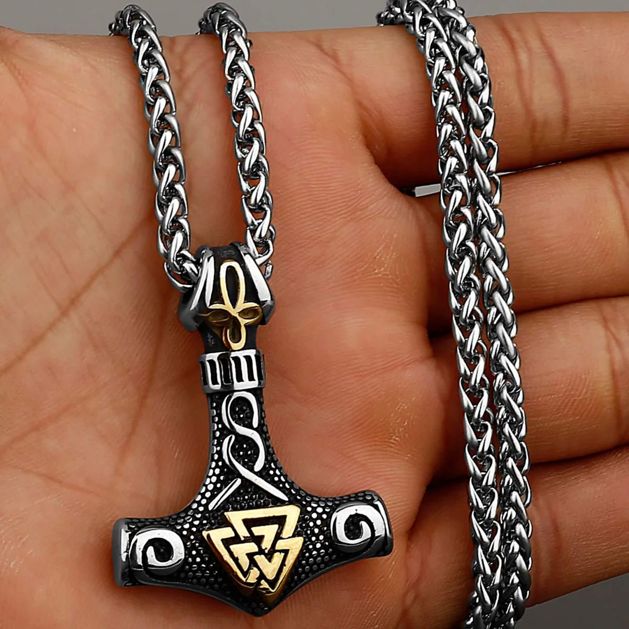 Thor's Mjolnir and Valknut Necklace