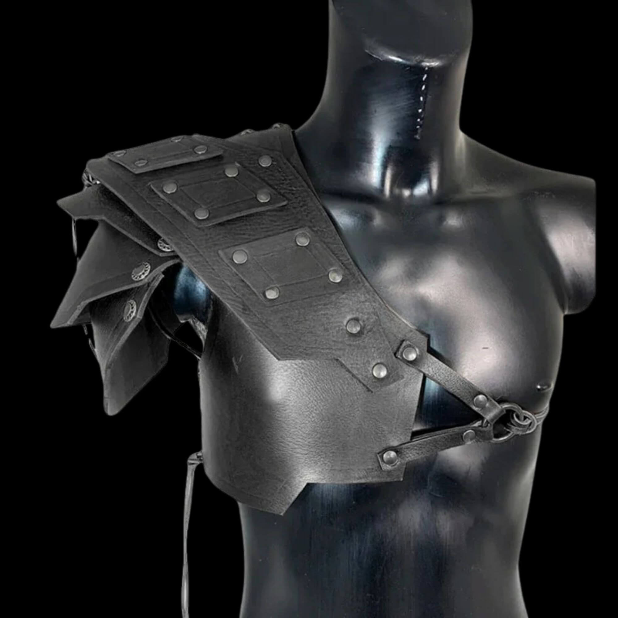 Childrens Woodland Warrior Pauldrons - Leather Armour outlet - Kid's Armour - #DK4108