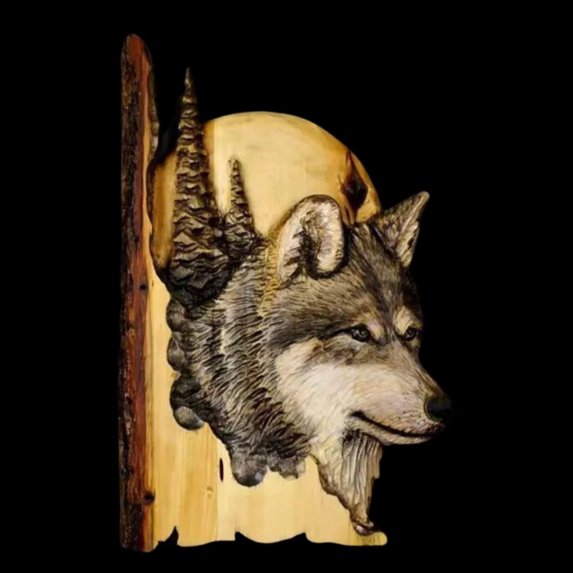 Wooden Handmade Wolf Decor