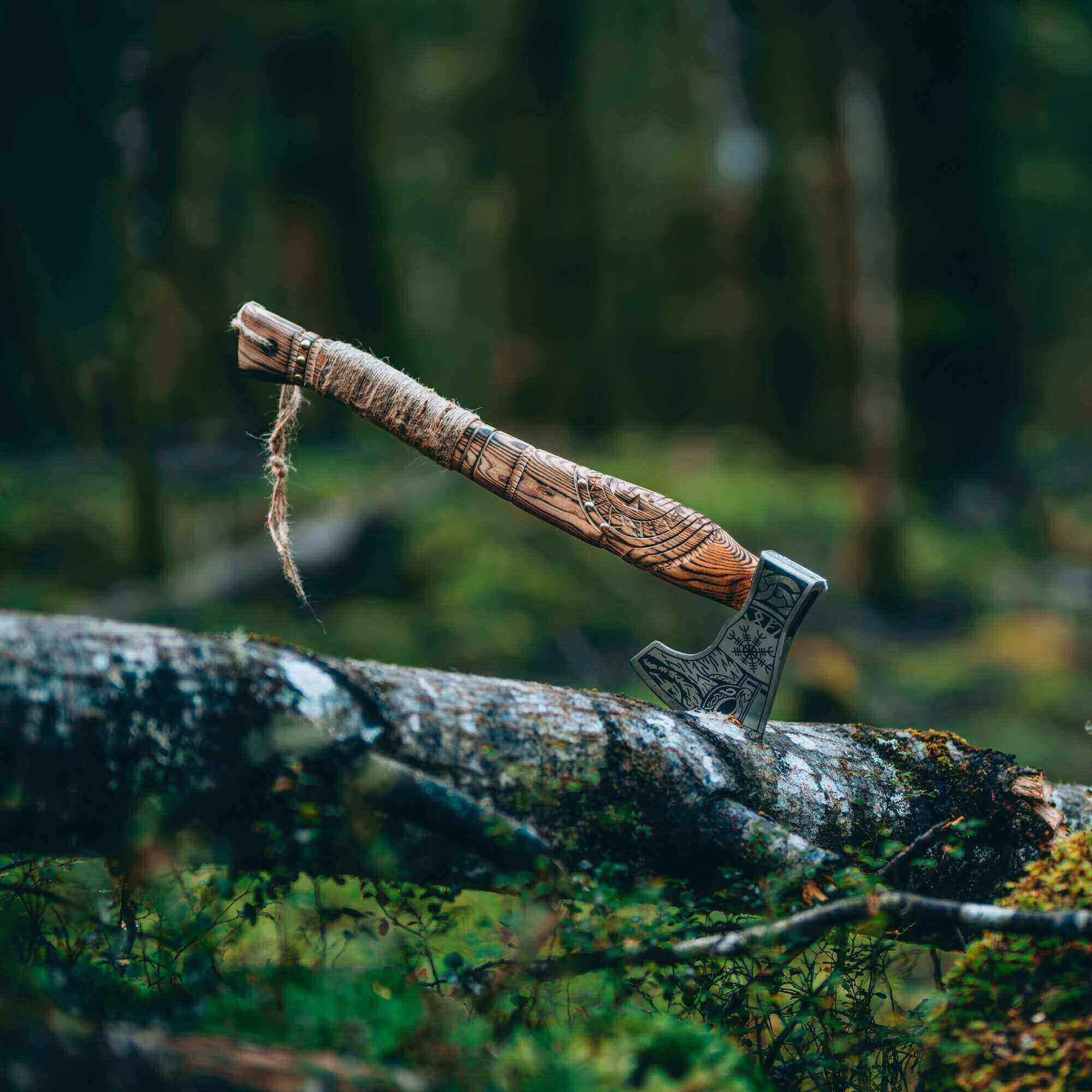 Viking Battle Axe with Etched Norse Symbols