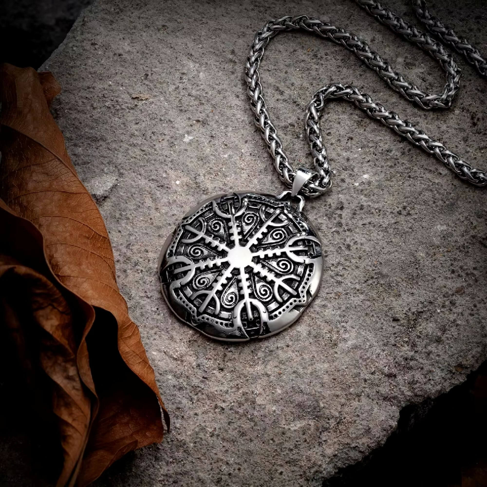 The Helm of Awe on a Shield Necklace