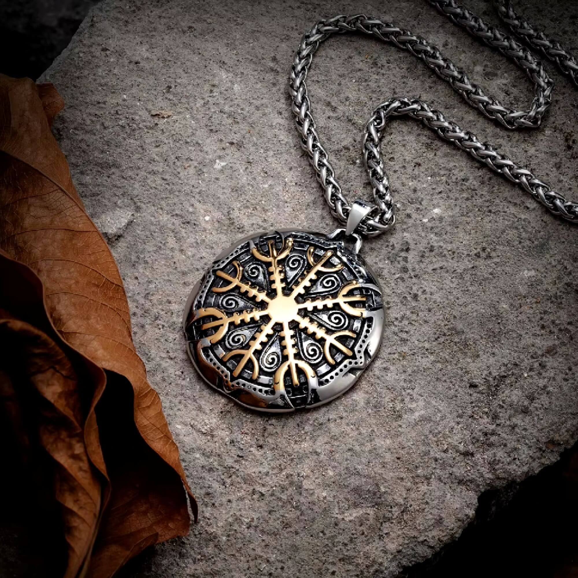 The Helm of Awe on a Shield Necklace