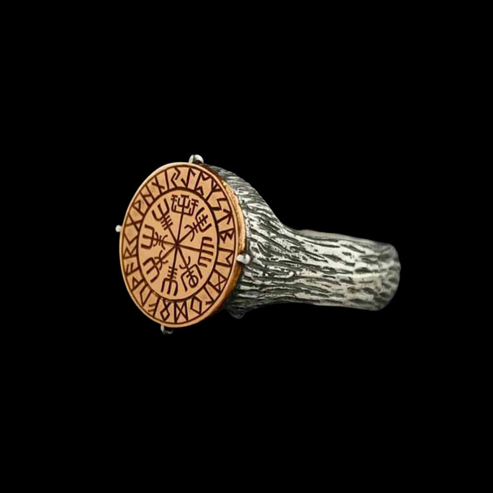 Vegvísir and Runes Ring