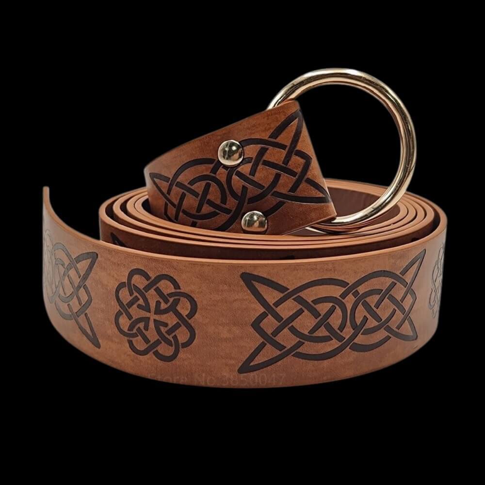Viking Leather Belt with Knotwork - Odin's Treasures