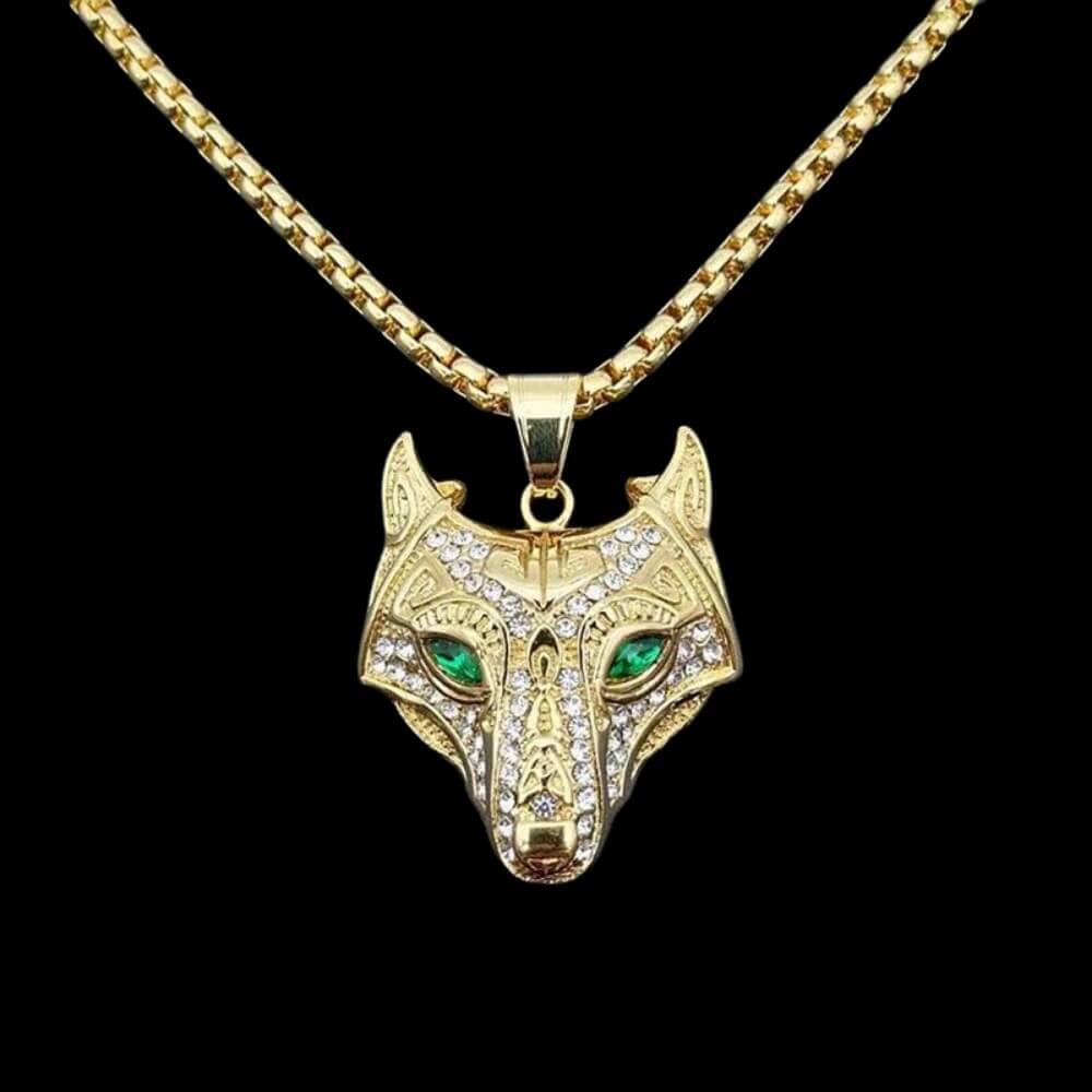 Golden Fenrir Head Necklace