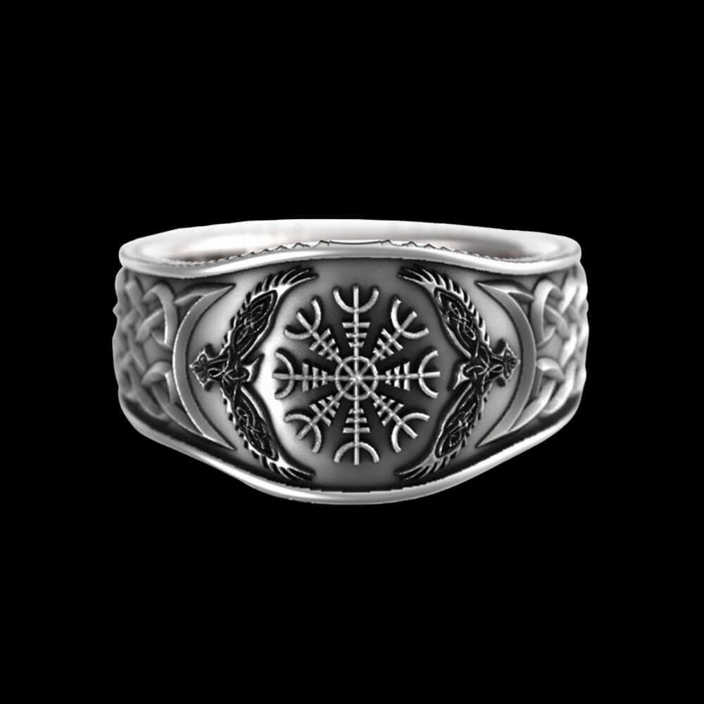 Huginn and Muninn Helm of Awe Ring