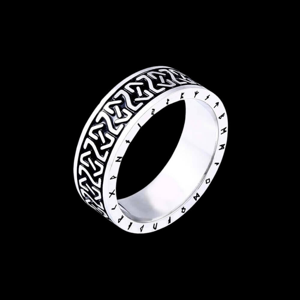 Knotwork and Runes Viking Ring