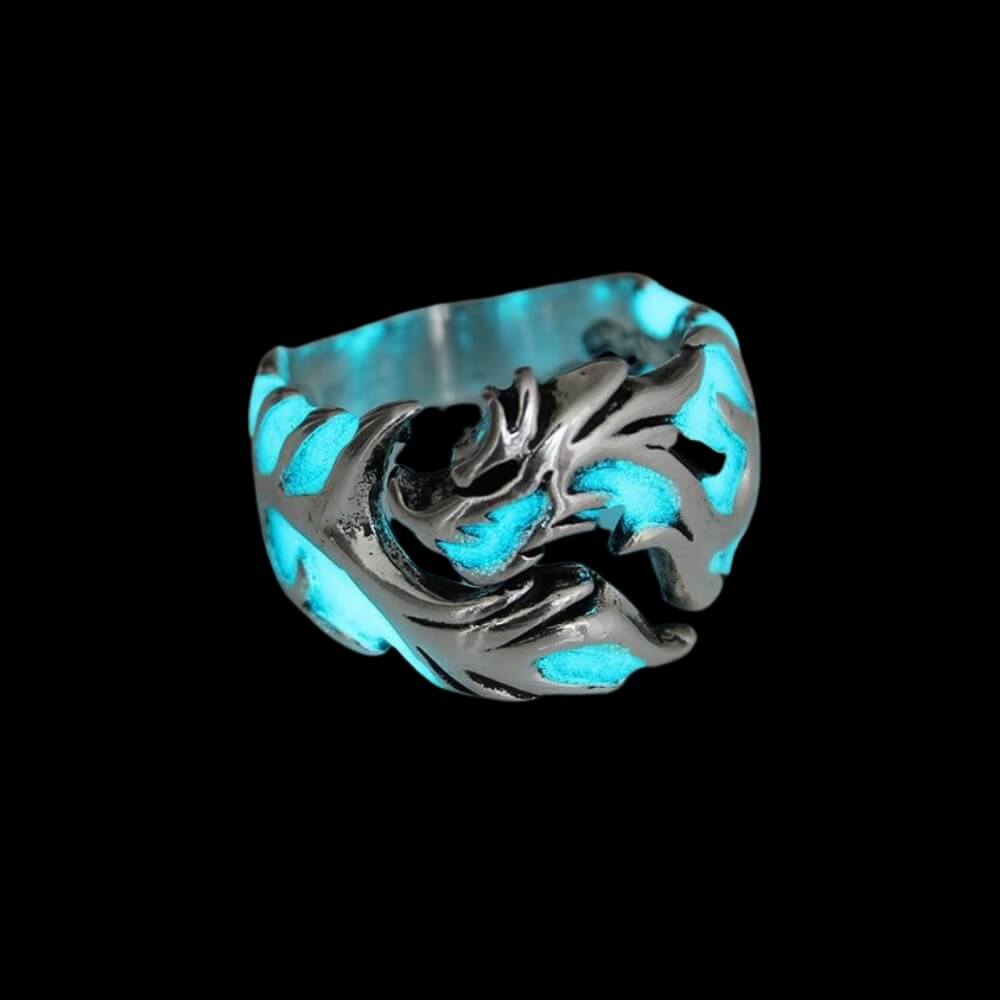 Celtic Dragon Blue Glow Ring - Fanduco