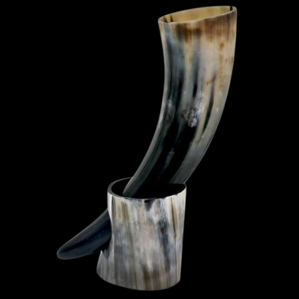 Real Viking Drinking Horn with Stand