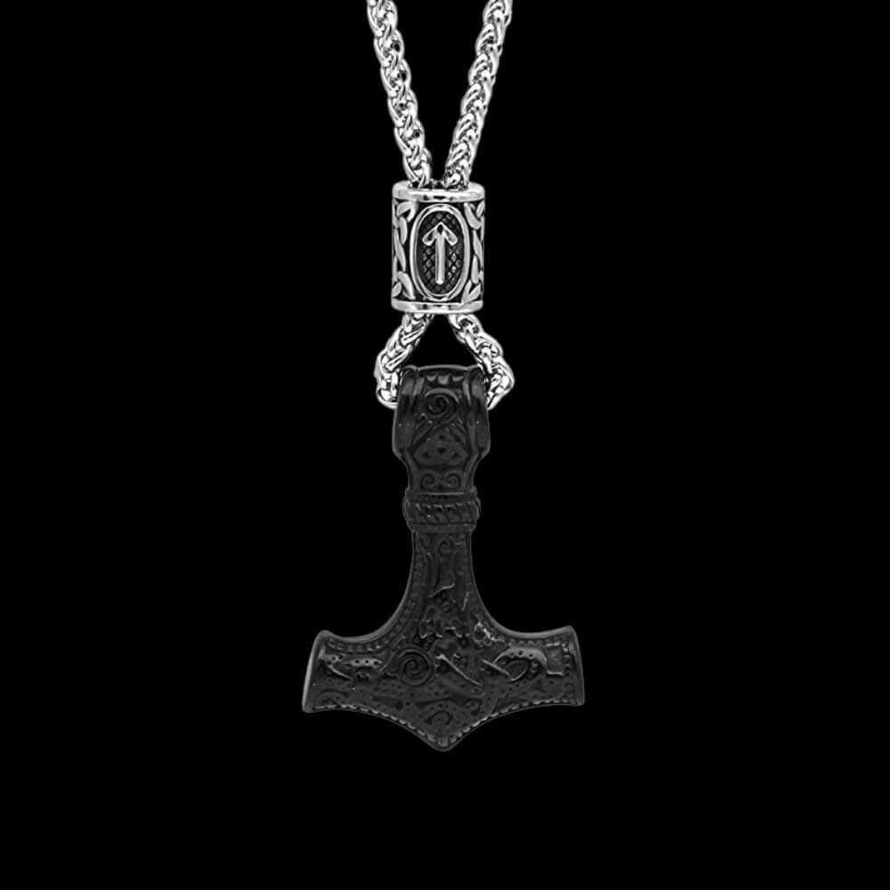 Dark Mjölnir Hammer Pendant Necklace | Viking Warriors