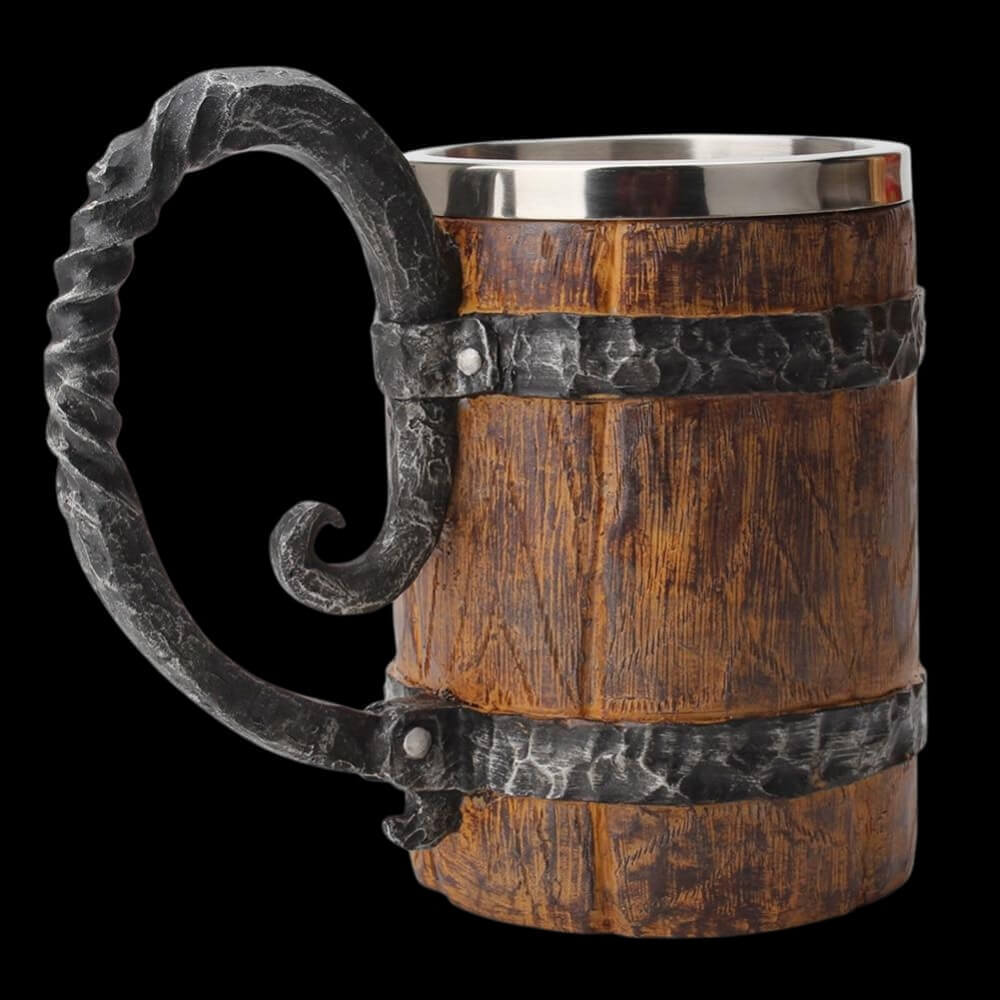 Viking Wooden Style Barrel Mug