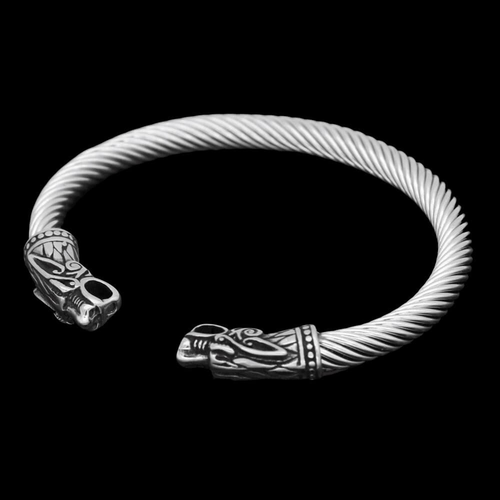 Buy Viking Bracelet Dragon Heads Fine Silver Sterling Silver Heavy Online  in India - Etsy