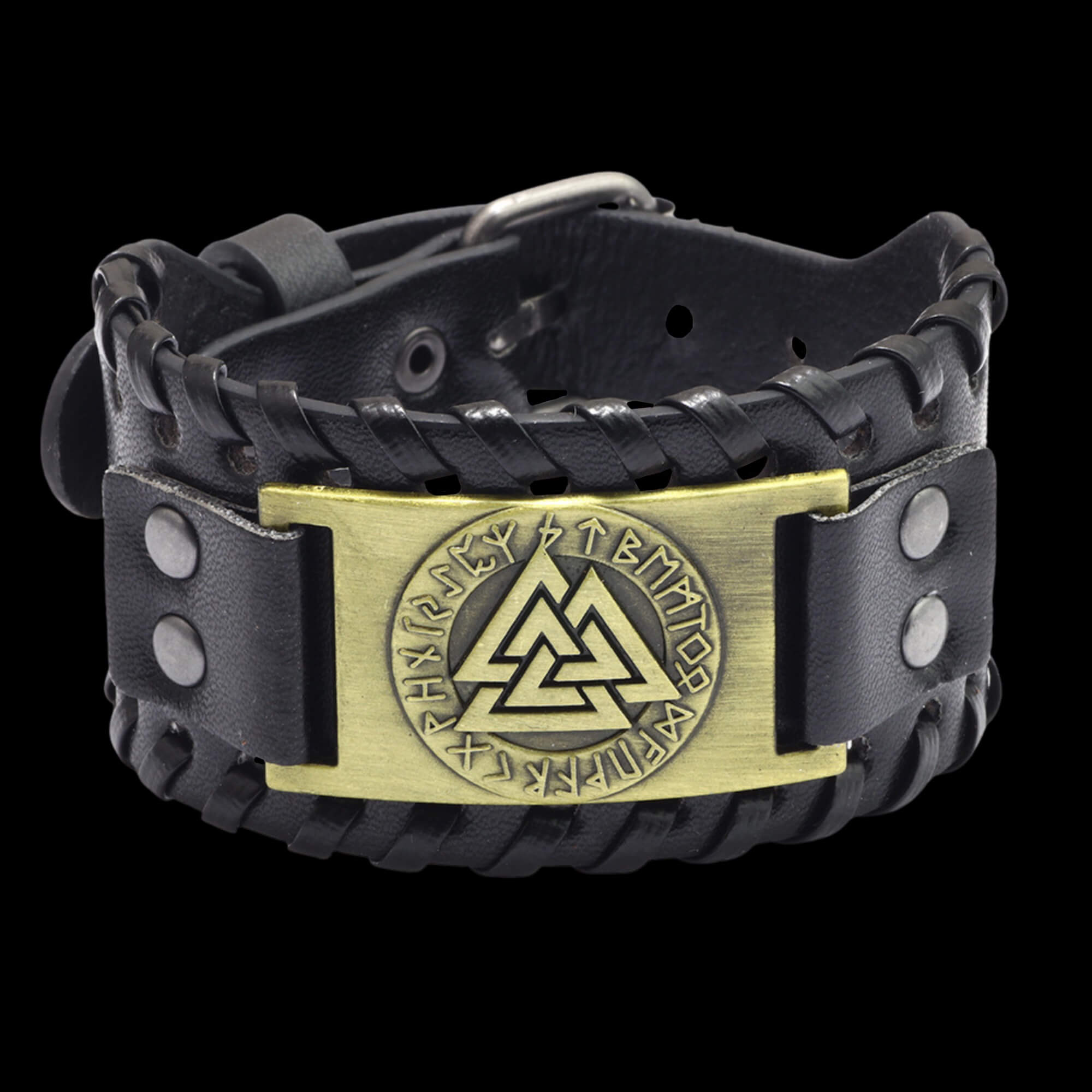 Valknut Leather Bracelet